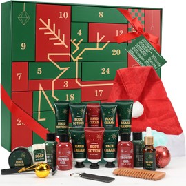 Body & Earth Mens Christmas Gift 2025 Advent Calendar Beard Care Grooming For Men Bath and Body Gift Set for men 24pcs Gift Set Selfcare & Bath Home Spa Gift Set for Men