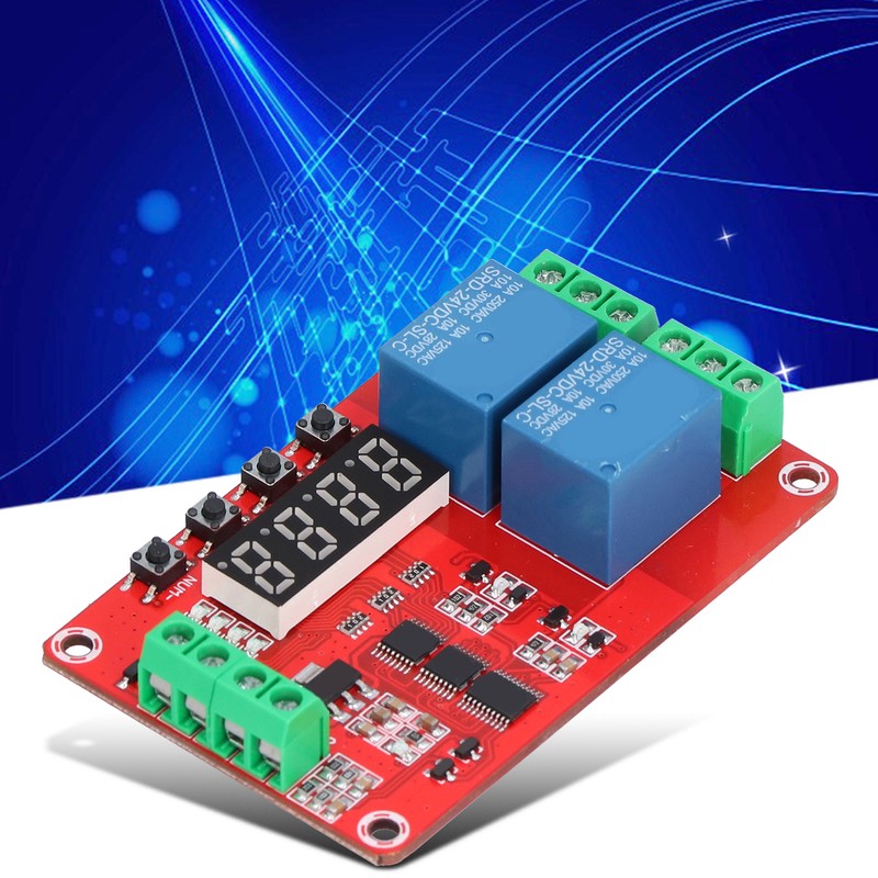 Time Delay Relay Multi Functional 2-Channel Self Lock Cycle Timing