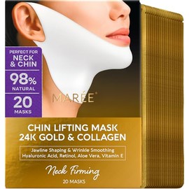 MAREE Mascarilla reafirmante V Line con oro de 24 quilates – Mascarilla facial de colágeno profundo para mujeres – Mascarilla moldeadora de mandíbula con retinol y ácido hialurónico – Reafirmante y te