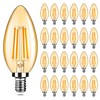 24-Pack Dimmable E12 LED Candelabra Bulbs 40Watt Equivalent, 2200K Amber