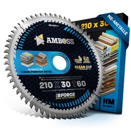 AMBOSS WERKZEUGE HM Circular Saw Blade, 210 x 30, Z60, Trapezoidal Flat Teeth for Aluminium, 210 mm, for Powerplus POWX0550, Scheppach PL75, Scheppach HS80, Festool, Einhell, Dewalt, etc.
