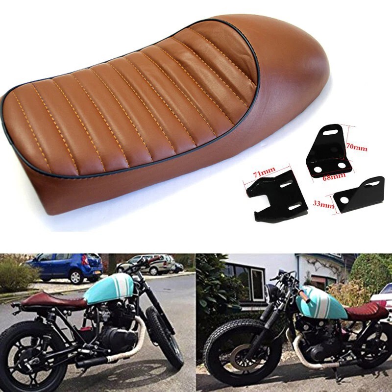 GOODFITMENT Brown Vintage Motorcycle Hump Retro Saddle Seat For Cafe