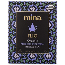 Mina Flio Organic Moroccan Pennyroyal Herbal Tea, 15 Biodegradable Sachets (Pack of 6) - Refreshing Moroccan Mint Tea Bags, Herbal Tea, Caffeine-Free Moroccan Pennyroyal Mint Tea Bags