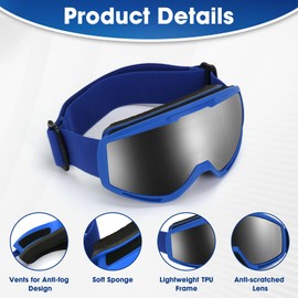 Flantor Kids Dirt Bike Goggles, Youth Motocross Goggles for Kids 3-12, ATV Dirt Bike Motorcycle MX Riding Glasses with Soft Adjustable Strap, Riding Glasses with Anti-Fog Lens for Boys & Girls (Blue)