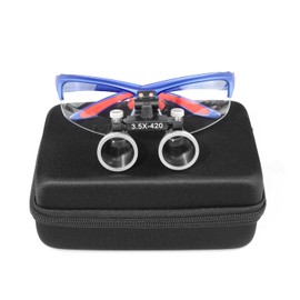 3.5x420 MM Angle Adjustable Binocular Loupes Magnifier Glasses Lab Magnification loupes with Black Cloth Case (Blue)