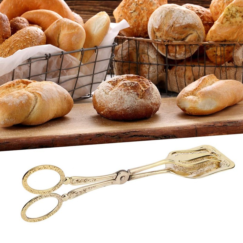 Square Head Retro Zinc Alloy Bread Tongs Buffet Tongs Baking