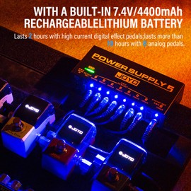 JOYO Guitar Pedal Power Supply Rechargeable with 8 Isolated Outputs DC 9V 12V 18V (100mA, 500mA) and USB Jack for Pedalboard Effect Pedals (JP-05)