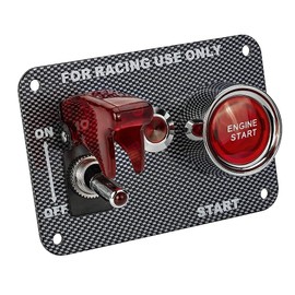 DC12V Racing Car Ignition Switch Panel Swing Switch + Engine Start Push Button Switch (Red)
