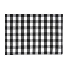 Urban Villa Placemats for Dining Table 100% Cotton Placemats 14''x20'' Over Sized Tablemats Set of 6 Placemats Black/White Buffalo Check Tablemats for Family Dinners Wedding Parties Placemats