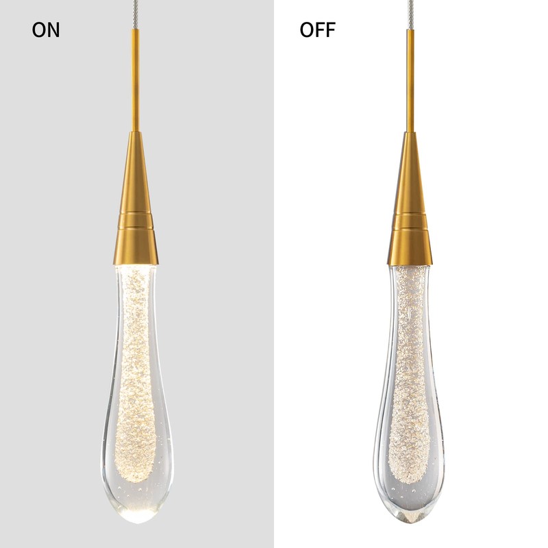 LMQNINE Kitchen Light Fixtures Ceiling Dimmable LED Modern Gold Pendant