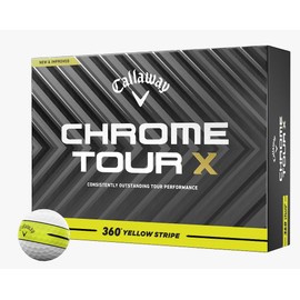 Callaway Golf Chrome Tour X 360 Stripe Golf Ball (Yellow)