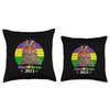 Funny Party Cat Mask Beads Mardi Gras 2023 Throw Pillow