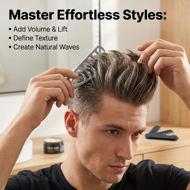 Texture Styling Comb for Men & Women, Wide & Fine