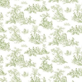 Manhattan Comfort NWPP27800 Tampa Vinyl Country Toile Wallpaper Roll, Green