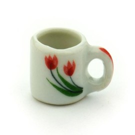 MyTinyWorld 3 x Dolls House Miniature Tulip Design Ceramic Coffee Mugs