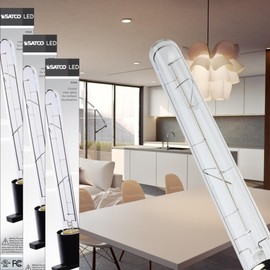 Satco S11523 LED Bulb, 6W (40W Eq), T9 Vintage Style, Flex Gray Straight Filament, 2700K Warm White, E26 Medium Base, Dimmable, Clear Glass, 500 Lumens, 120V, Enclosed Rated (12 Pack)