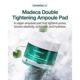 CENTELLIAN 24 Madeca Double Tightening Ampoule Pad (5.58fl oz x 60 pcs) - Pore Minimizer, Hydrating & Exfoliating Pads for Smoother Skin Texture, Vegan Certified, Korean Skin Care