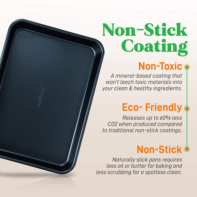 NutriChef Non-Stick Cookie Sheet Baking Pans, 2-Piece Oven Baking Trays