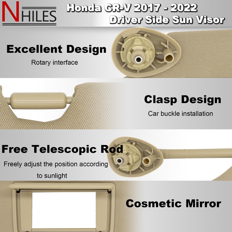 NHILES Driver Left Side Sun Visor Replacement Fits for Honda