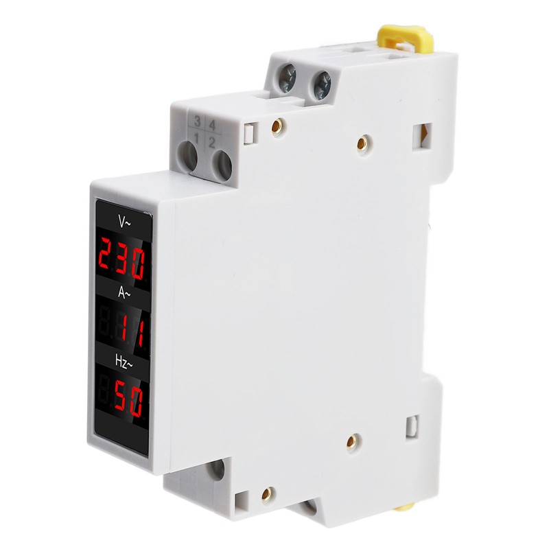 Digital Display Energy Meter Din Rail Mounted Volts Amps Hertz