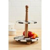 Mud Pie Checkered Marble Tiered Server; 16" x 12" dia