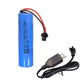 MLGBDC 3.7V 500mah Li-Ion Rechargeable Batteries, 14500 Battery SM-2P Plug Design with USB Charger Cables Suitable for Flashlights, Remote Control Cars, Bluetooth Speakers, LED Flashlights