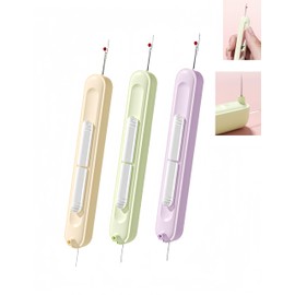 Bepisof 3Pack 2in1 Needle Threader Seam Ripper, Automatic Needle Threader Quilting Supplies Sewing Kit, Quick Sewing Machine Loop Needle Threaders for Hand Sewin