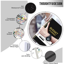 Budget Planner Account Book Monthly Expense Tracker, Saving Tracker, Debt Tracker, Monthly Budget Review 5.5" x 8.5", Control Your Money to Manage Your Finances(Black)