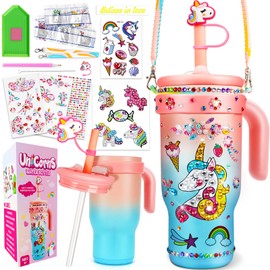 Decorate Your Own Water Bottle Kits for Girls- 4 5 6 7 8 Year Old Unicorn Painting Crafts, Fun Arts and Crafts for Kids Ages 4-6-8-10, Birthday Christmas Gifts Toys for Girls(Unicorn)