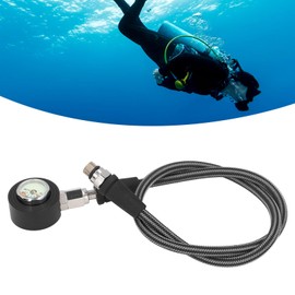 Diving Pressure Gauge, Professional Luminous Submersible Diving Night Glow Pressure Gauge, with High Pressure Hose, for BCD Regulator Underwater Diving (65cm)