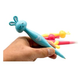 Lopenle 6PCS Novelty Rabbit Pens Cute Bunny Ballpoint Pen Easter Pens Animal Stationery With 6 Pieces Refills Black Ink For School Office Party