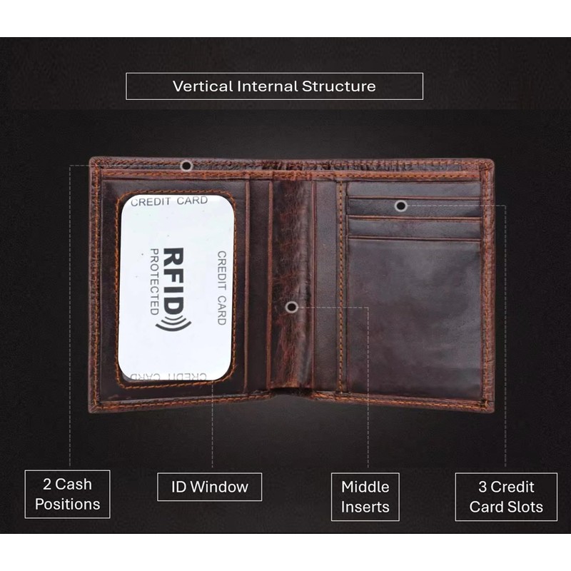 AurexaFashion Genuine Real Leather Short Bifold Wallet for Men, RFID