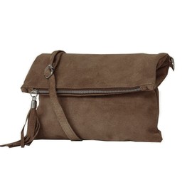 Clutch, Crossbody Bag (28/19 / 4 cm) Croco-look, real Leather, beige, Mod. 2059 by Fashion-Formel