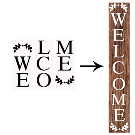 Welcome Sign Stencil 3 PCS Large Vertical Stencils for Porch Sign Reusable Stencils Set for Painting on Wood Large Farmhouse Stencils for Holiday Decorating Chalk Couture for Home Décor & DIY