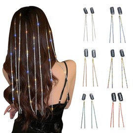Hair Extension, Kira, Kira, Colorful Crystal Chain, Hair Ornament, Wig Extension, One Touch, 19.7 inches (50 cm), Easy Installation, Pack of 2 (Silver)
