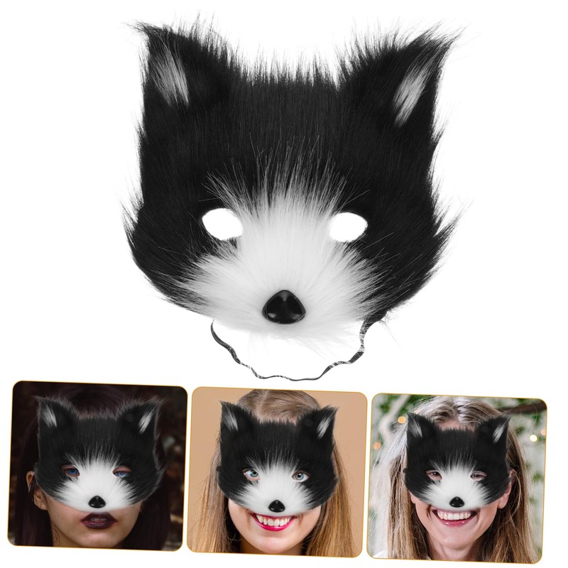 Alipis Animal Cosplay Mask Half-face Wolf Mask Cat Mask Furry