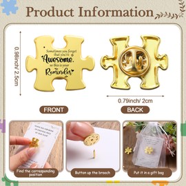 Solsew Employee Appreciation Gifts Puzzle Piece Pins Thank You Cards Bulk Gifts for Cna Week Coworkers Staff Volunteer(100 Sets)