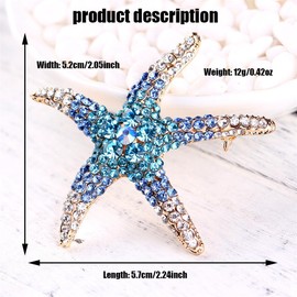 Rhinestone Starfish Brooch for Women Shining Starfish Brooch Pin Crystal Star Brooch Pin Cute Ocean Themed Brooch Elegant Clothing Hat Bag Accessories