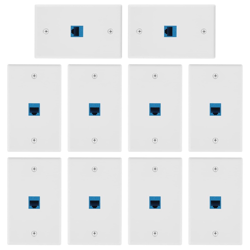 YUPVM 10 Pieces Ethernet Wall Outlet Plate Cat6 RJ45 Wall
