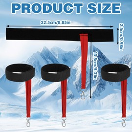 4Pcs Red Sports Winter Ski Gloves Elastic Wrist Straps, Glove Leash Snowboarding Skiing Accessories for Men, Safety Straps Supplies with Keychains for Mountaineering Snowboarding Outdoor Activities
