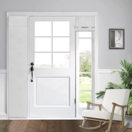 WdFour Side Door Curtains for Door Window, Room Darkening Solid Color Door Window Covering for Glass Door, Front Door Sidelight Curtain Tie up Shade 12W x 80L Inches, 1 Panel, Greyish White.