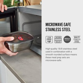 BLACK + BLUM FBSS-BX-M017-EN Microwavable Stainless Steel Lunch Box Multi-Function Container, 900 milliliters