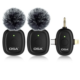 OSA 3 in 1 lavalier mikrofon für Kamera,IOS,Android,und Laptop, 2.4G Ultra Low Delay 8H Lange Arbeitszeit Ansteckmikrofon mit Rauschunterdrückung für Videoaufnahmen,Vlog,YouTube,TikTok