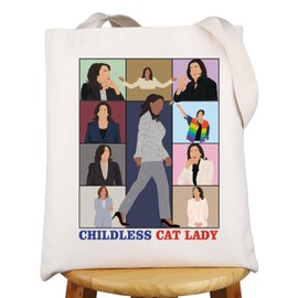 MYSOMY Woman President Tote Bag Childless Cat Lady Gifts Kamala Gifts Kamala Shoulder Bag (Cat Lady UK)