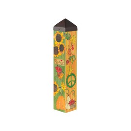 Studio M Art Pole Outdoor Decorative Accessory for Landscaping, Gardens, and Yards, 20 Inches Tall Weather Resistant PVC with Vinyl Wrap, Folk Thankful Grateful Blessed