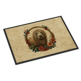 Caroline's Treasures DAC2384JMAT Komondor Christmas Flowers Doormat Front Door Mat Indoor Outdoor Rugs for Entryway, Non Slip Washable Low Pile, 24H X 36W