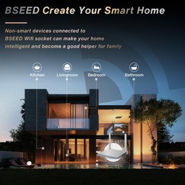 BSEED Schuko Wifi Steckdose Unterputz mit Energieüberwachung 16A Smart Alexa Glassteckdose, APP-Steuerung Arbeit mit Alexa/Google Home Stromverbrauch messen, Zeitpläne, Timer, Nur 2.4 GHz Schawarz