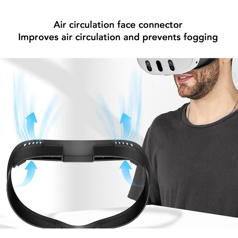VR Face Pad Black Raised PU Leather Sweat Proof Light