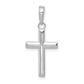 GlittersandGold 14K White Gold Small Cross Pendant Bracelet Necklace