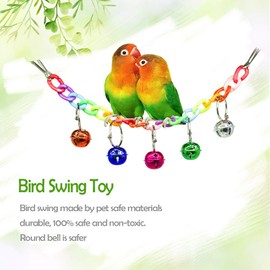 Hatisan 7 Pack Bird Parrot Toys, Colorful Bird Chewing Toys Swing Toy Hanging Toy Bird Cage Toys or Small Parakeets Cockatiels, Conures, Macaws, Parrots, Love Birds, Finches